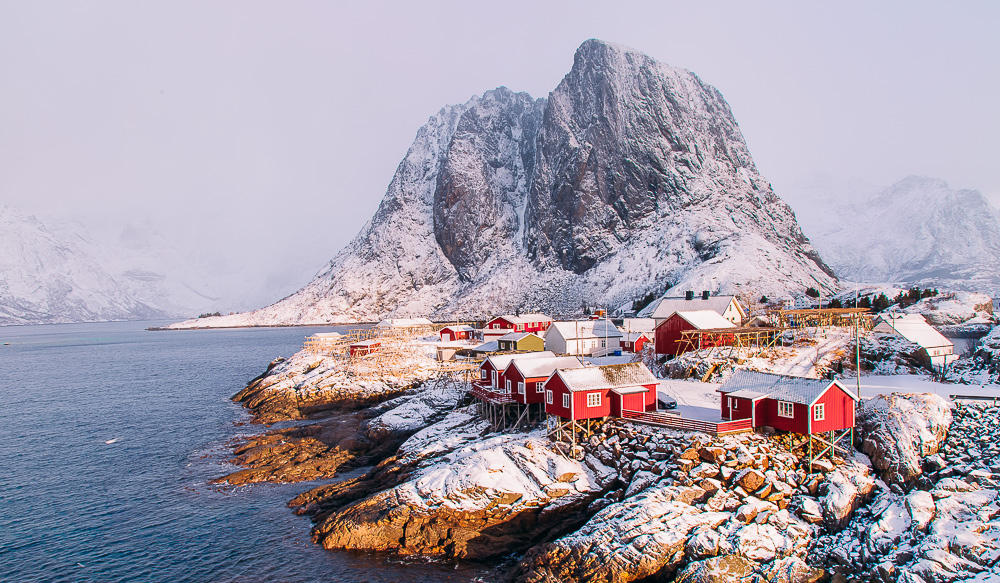 hamnøy lofoten invierno puro nieve marzo