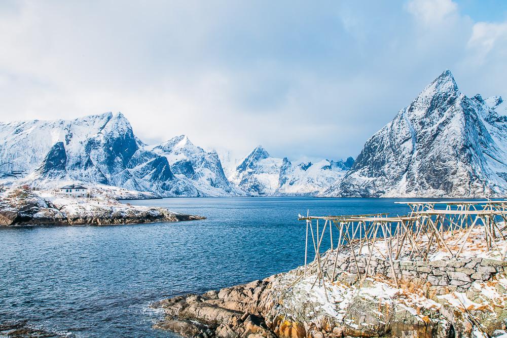 hamnøy puro, lofoten noruega invierno marzo nieve