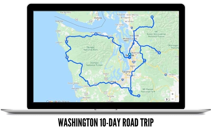 Washington 10-Tage-Reiseroute Road Trip Route - TheMandagies.com