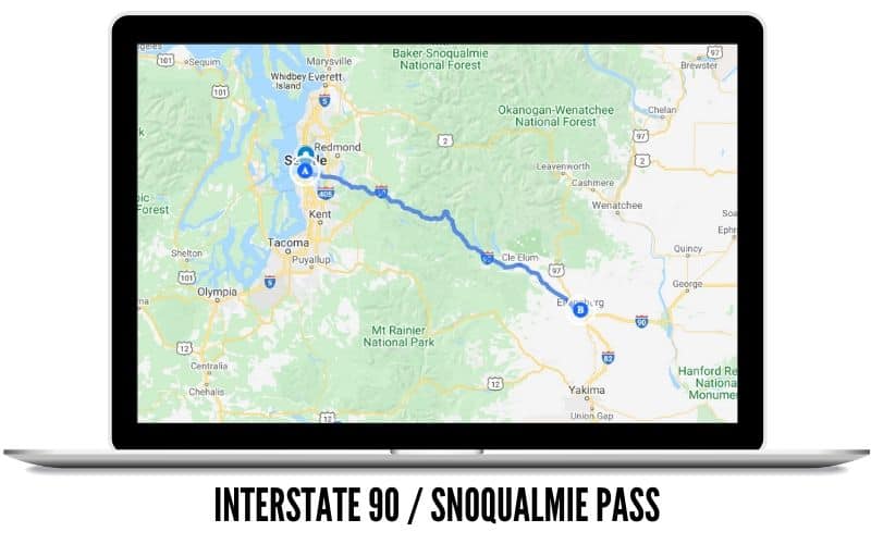 Mapa de ruta de Snoqualmie Pass Interstate 90