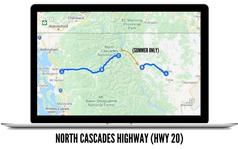 North Cascades Highway Mapa de ruta