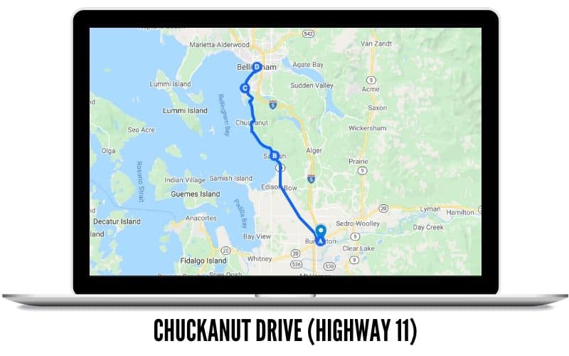 Mapa de ruta de Chuckanut Drive - Carreteras paisajísticas del estado de Washington
