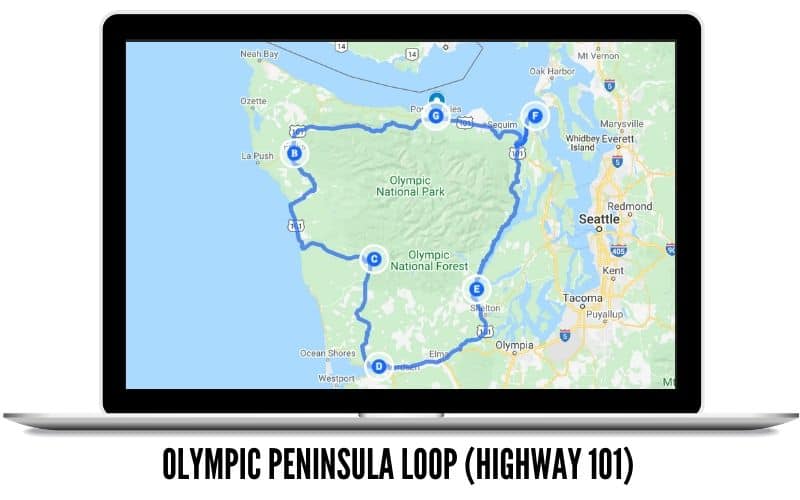 Mapa de ruta del circuito olímpico de la península (autopista 101)