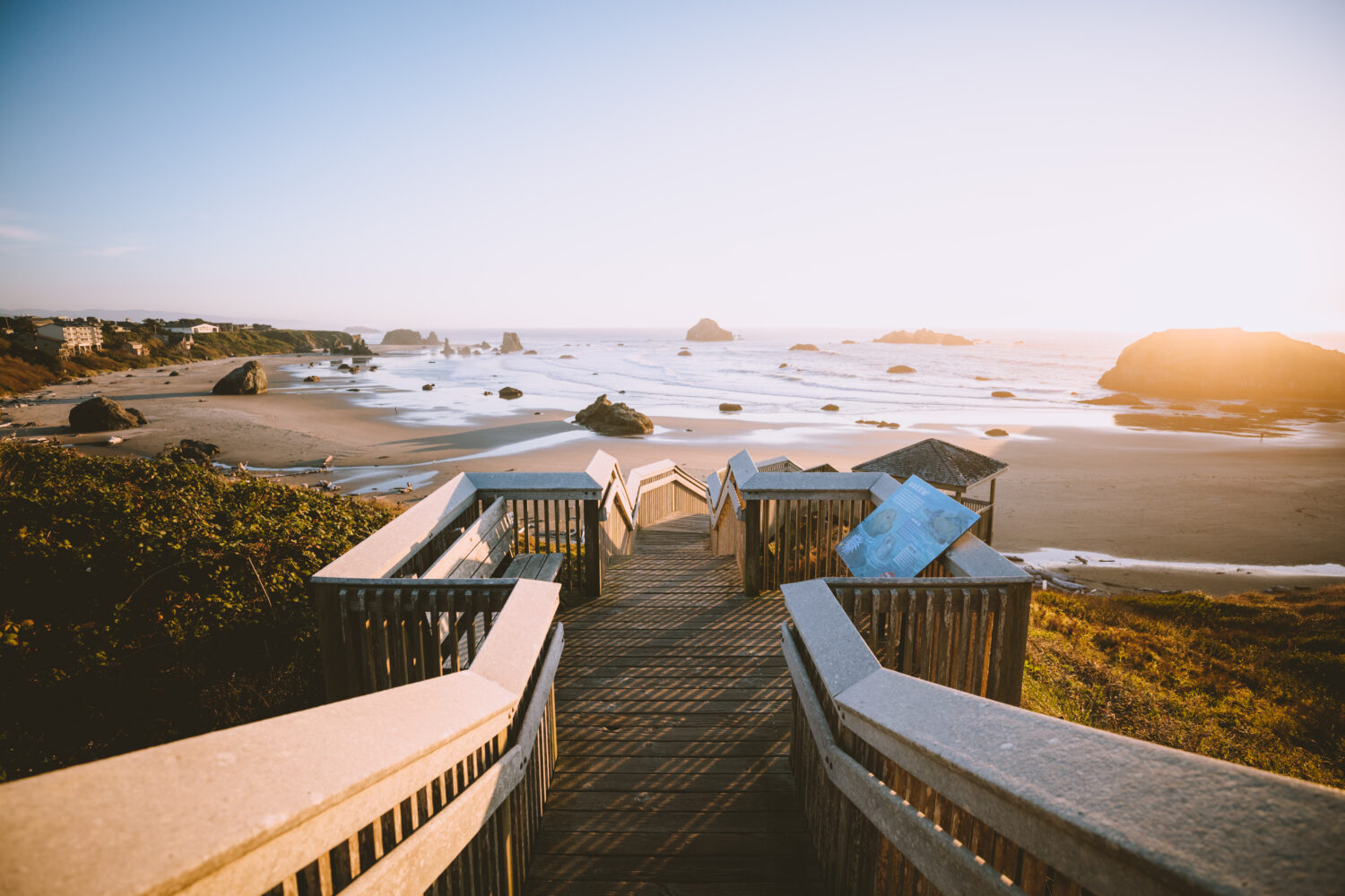 Escaleras Coquille y puesta de sol - Bandon Beach Oregon
