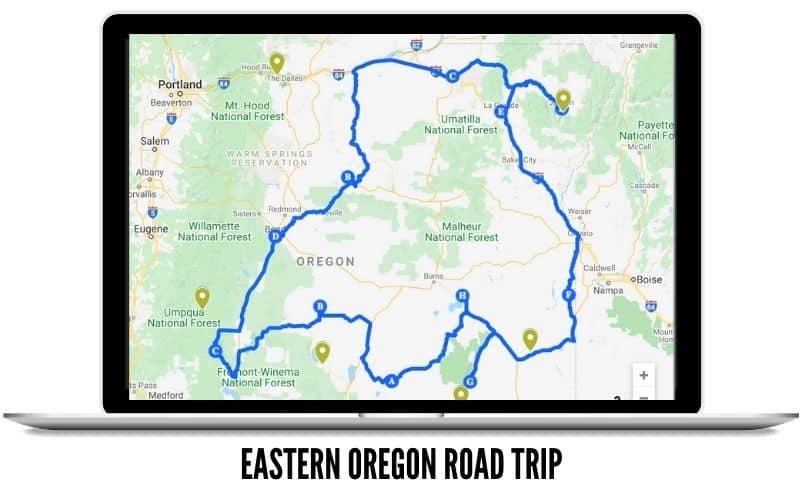 Mapa del este de Oregon