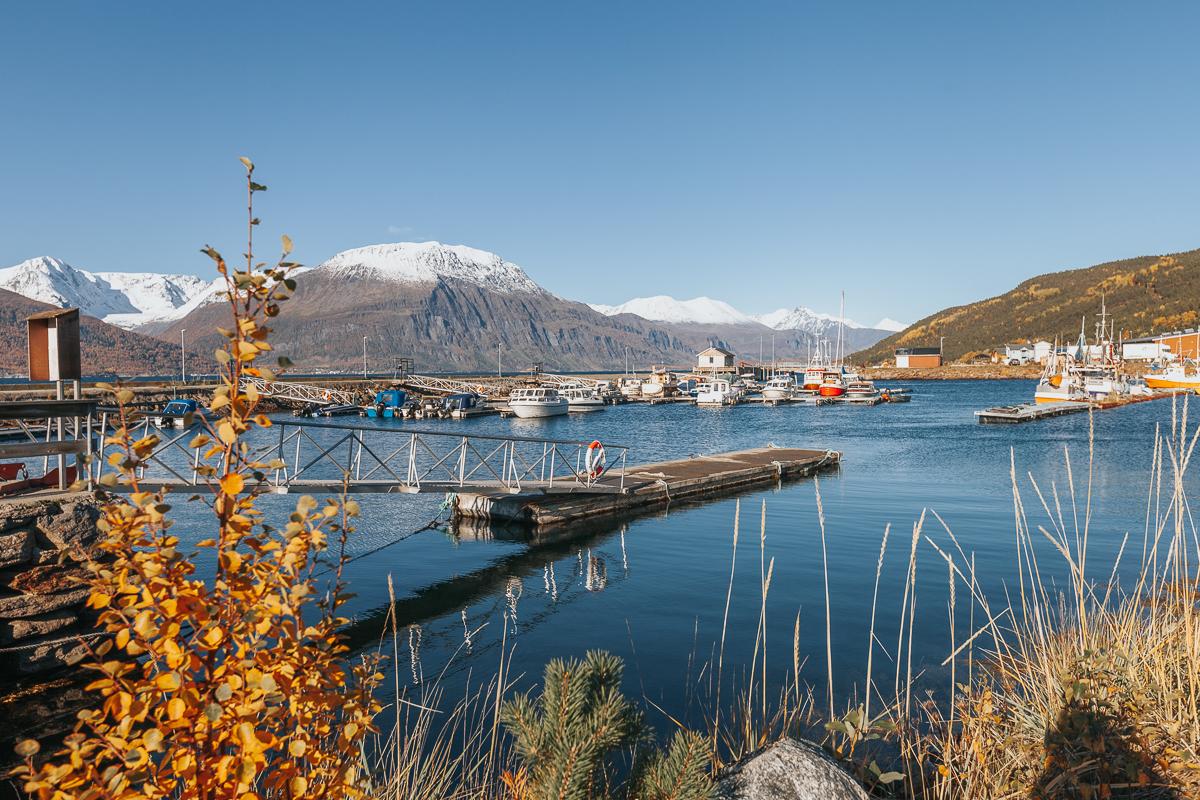 Lyngenfjord Noruega en otoño Noruega