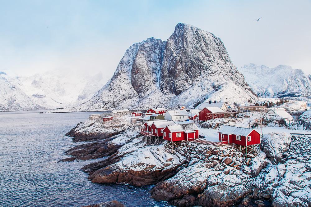 hamnøy lofoten puro invierno nieve marcha