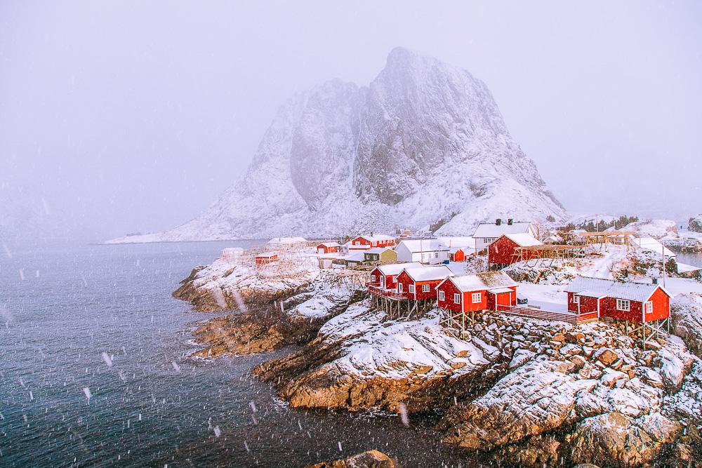 hamnøy lofoten puro invierno nieve marcha