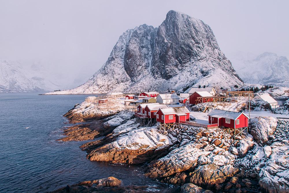 hamnøy lofoten puro invierno nieve marcha