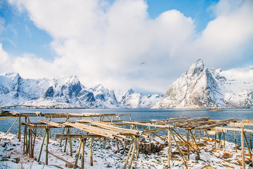 hamnøy puro, lofoten noruega invierno marzo nieve