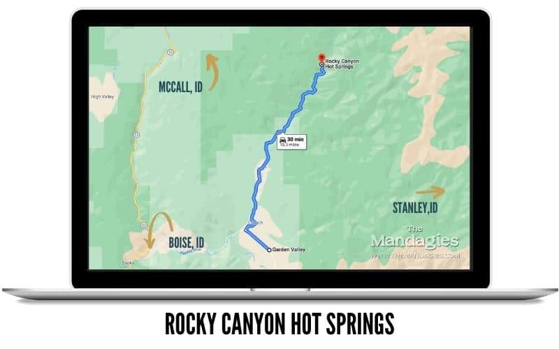 Mapa e indicaciones para llegar a Rocky Canyon Hot Springs Idaho