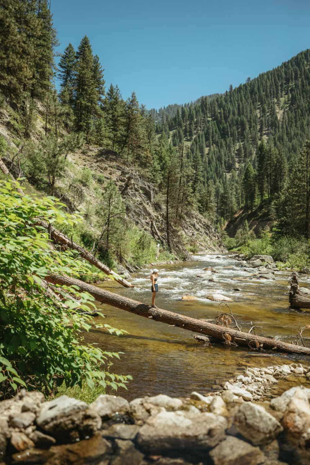Cruce de ríos en Rocky Canyon Hot Springs Garden Valley Idaho