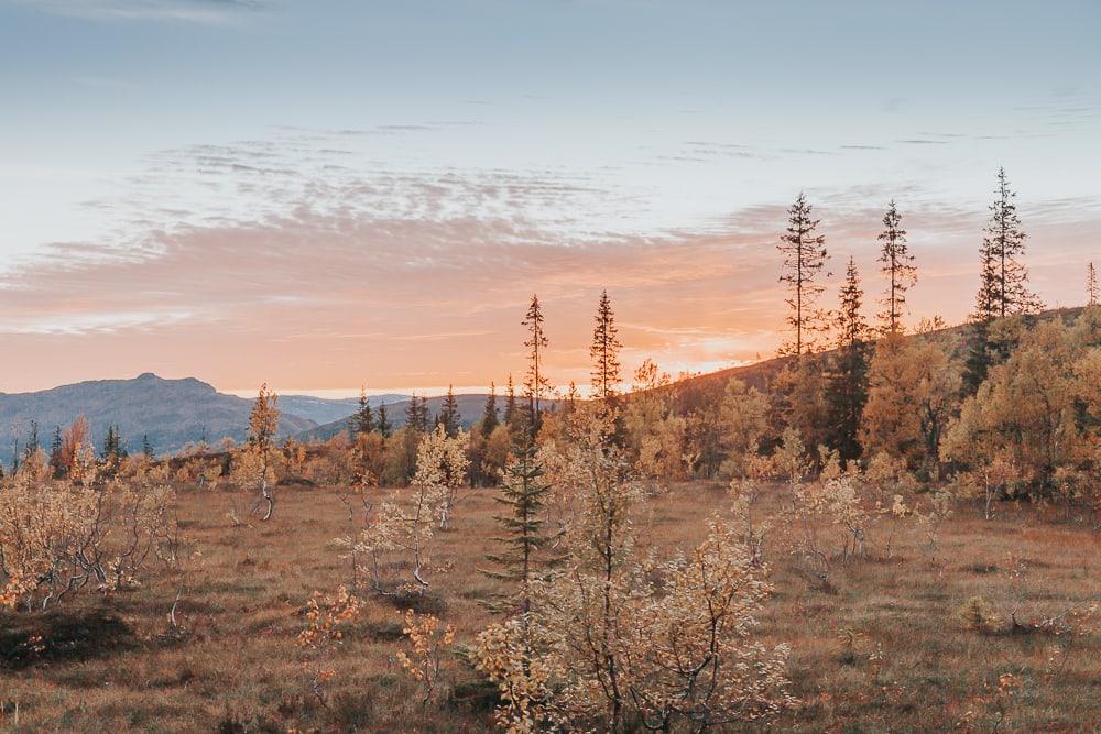 Helgeland en el norte de Noruega en otoño