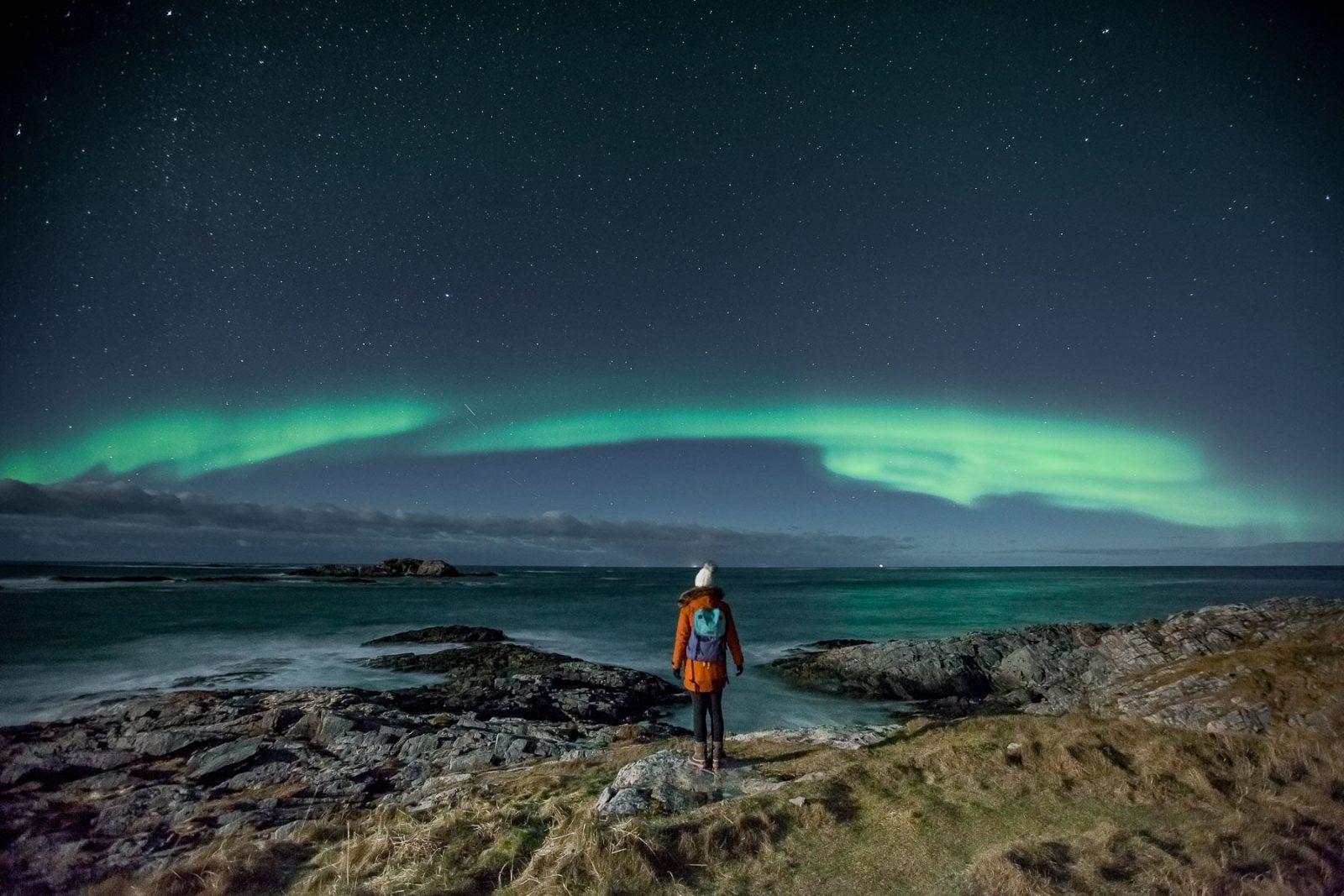 Northern lights andøy vesterålen noruega en invierno